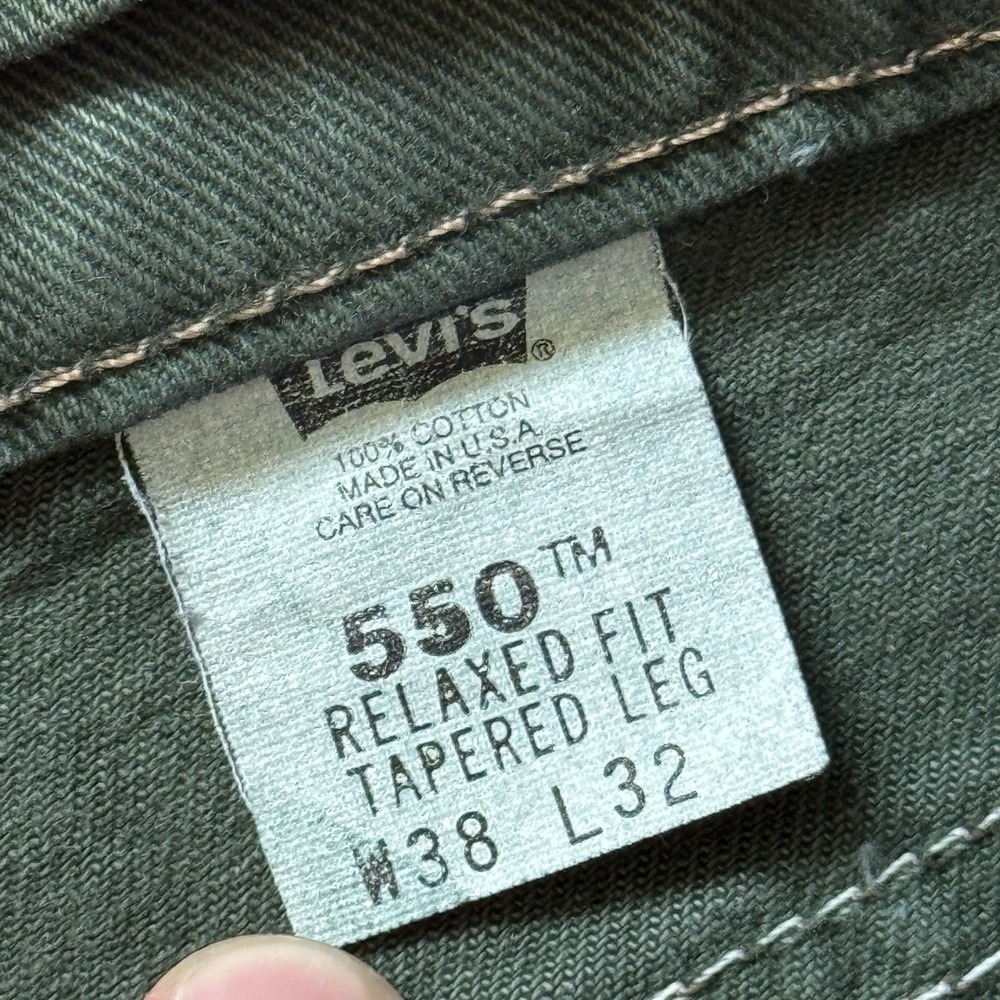 Vintage Levis 550 Jeans Mens 36x32 Green Orange Tab Relaxed Taper Denim USA 90s - Picture 5 of 11
